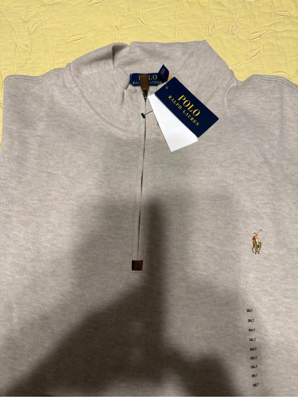 Ralph Lauren Beige/Tan Half-Zip Polo Sweatshirt